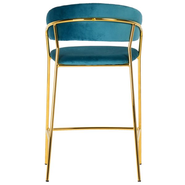 Комплект из 2-х стульев полубарных Turin бирюзовый с золотыми ножками — изображение 5