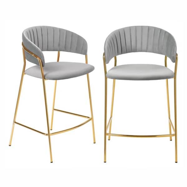 Комплект из 2-х стульев полубарных Turin серый с золотыми ножками Комплект из 2-х стульев полубарных Turin серый с золотыми ножками