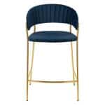 Комплект из 2-х стульев полубарных Turin синий с золотыми ножками — изображение 3