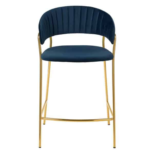 Комплект из 2-х стульев полубарных Turin синий с золотыми ножками — изображение 3