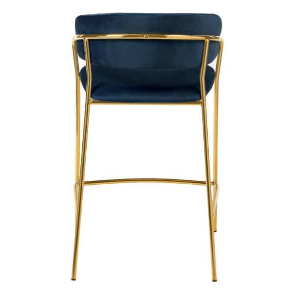 Комплект из 2-х стульев полубарных Turin синий с золотыми ножками — изображение 5