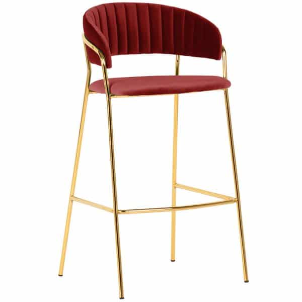 Комплект из 2-х стульев полубарных Turin винный с золотыми ножками — изображение 2