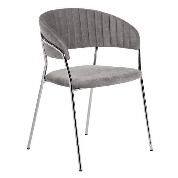 komplekt-iz-4-h-stulev-turin-seryj-velvet-s-hromirovannymi-nozhkami-1 Комплект из 4-х стульев Turin серый вельвет с хромированными ножками — изображение 2