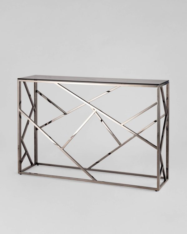 Консоль АРТ ДЕКО 115*30 стекло smoke сталь тёмный хром — изображение 2