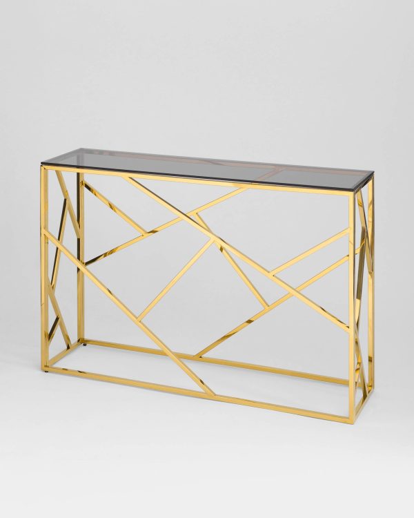 Консоль АРТ ДЕКО 115*30 золото стекло smoke — изображение 2