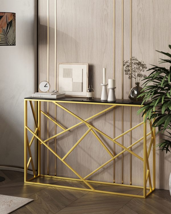 Консоль АРТ ДЕКО 115*30 золото стекло smoke — изображение 3