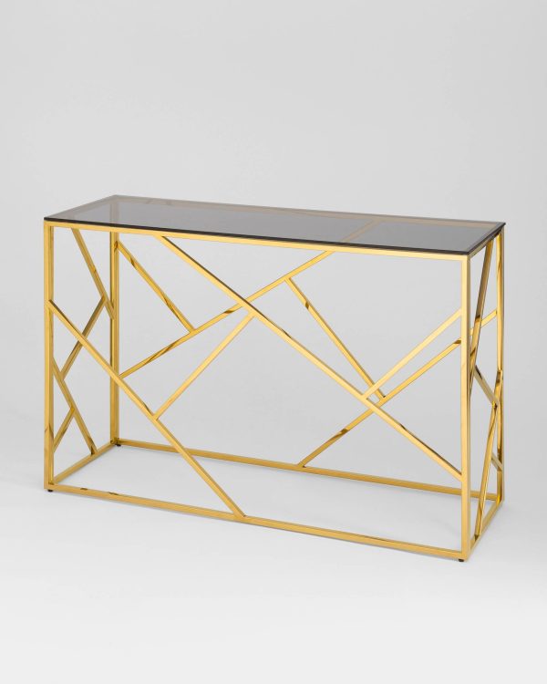 Консоль АРТ ДЕКО 120х40 золото стекло smoke — изображение 2
