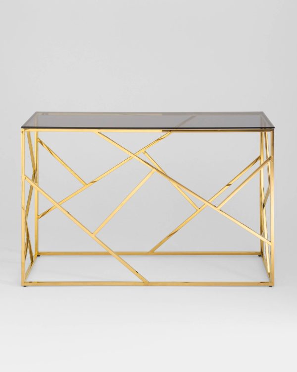 Консоль АРТ ДЕКО 120х40 золото стекло smoke — изображение 3