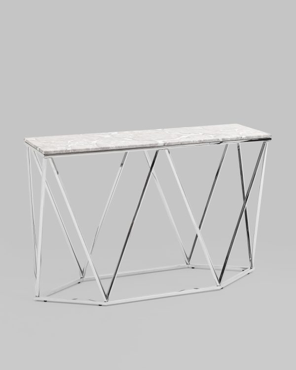 Консоль Авалон 122*41 серый мрамор сталь серебро — изображение 2