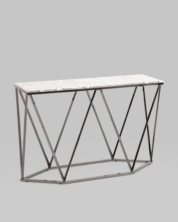 Консоль Авалон 122*41 серый мрамор сталь темный хром — изображение 2