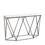 Консоль Авалон 122*41 серый мрамор сталь темный хром