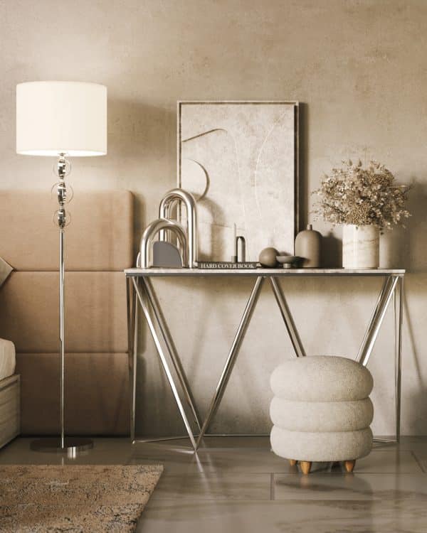 Консоль Авалон 122*41 серый мрамор сталь темный хром — изображение 3