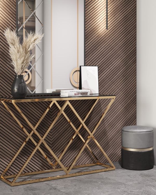 Консоль ИНСИГНИЯ 115*30 золото стекло smoke — изображение 3