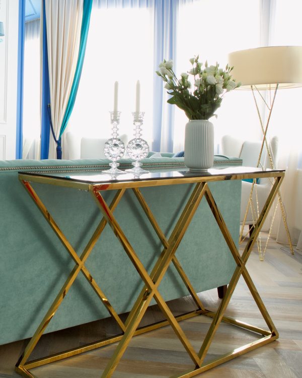 Консоль ИНСИГНИЯ 120*40 золото стекло smoke — изображение 3