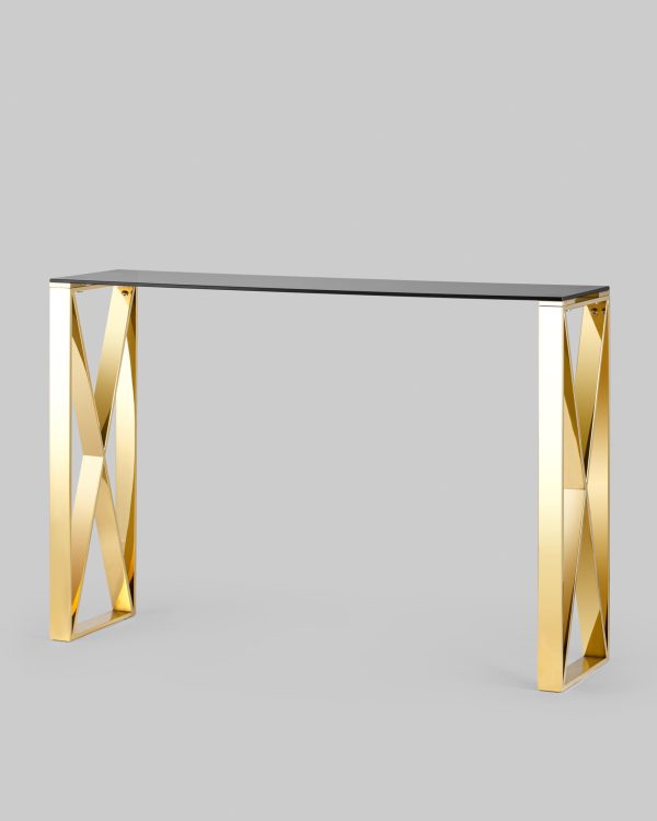 Консоль КРОСС 115*30 золото стекло smoke — изображение 2