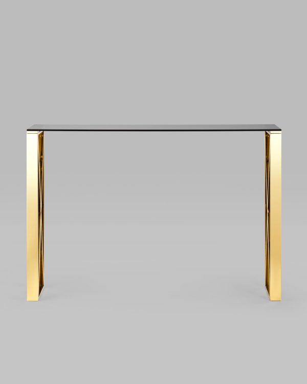 Консоль КРОСС 115*30 золото стекло smoke — изображение 3