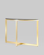 Консоль полукруглая АЛЬБА 115*30 золото стекло черное — изображение 2