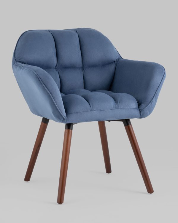 Кресло Брайан глубокий синий на деревянных ножках — изображение 2