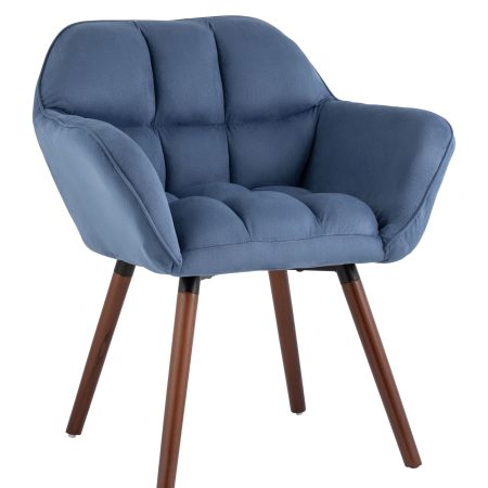 Кресло Брайан глубокий синий на деревянных ножках