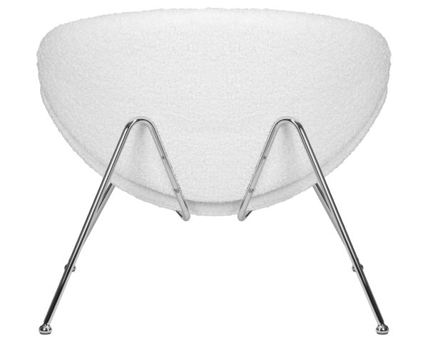 Кресло дизайнерское DOBRIN EMILY, белый (букле) ткань , хромированная сталь — изображение 5