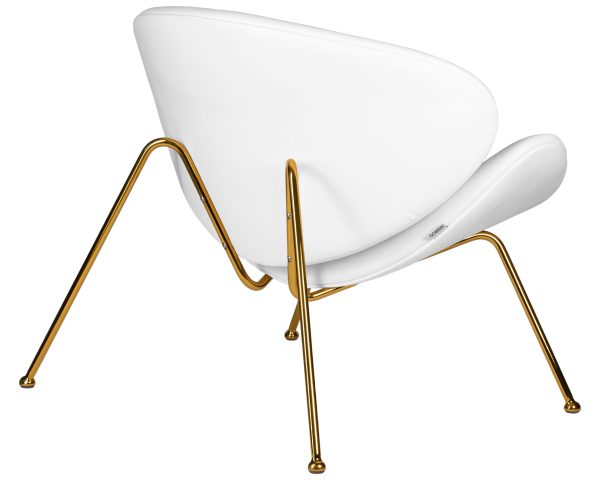 Кресло дизайнерское DOBRIN EMILY, белый винил YP17, золотое основание — изображение 4