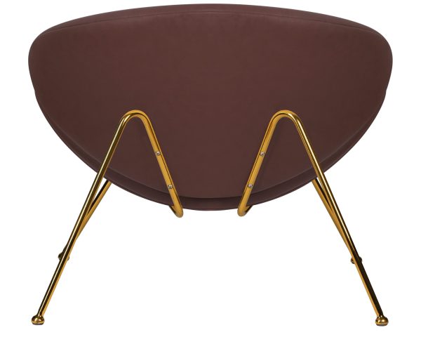 Кресло дизайнерское DOBRIN EMILY, коричневый винил YP5, золотое основание — изображение 5