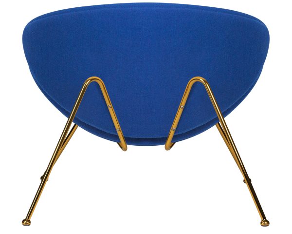 Кресло дизайнерское DOBRIN EMILY, синяя ткань AF6, золотое основание — изображение 5