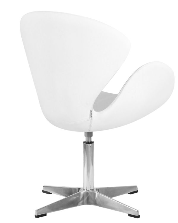 Кресло дизайнерское DOBRIN SWAN, белый кожзам P23, алюминиевое основание — изображение 4