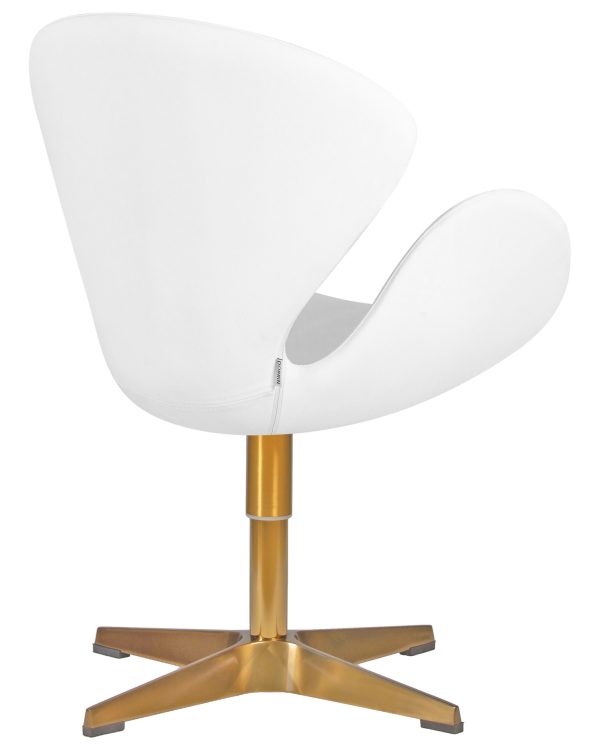 Кресло дизайнерское DOBRIN SWAN, белый кожзам P23, золотое основание — изображение 4