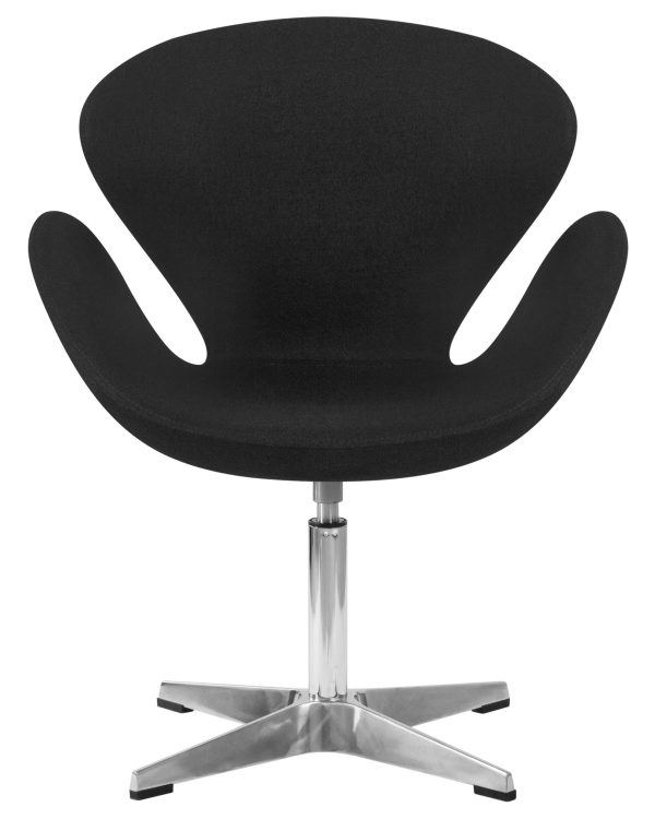 Кресло дизайнерское DOBRIN SWAN, черная ткань AF9, алюминиевое основание — изображение 5