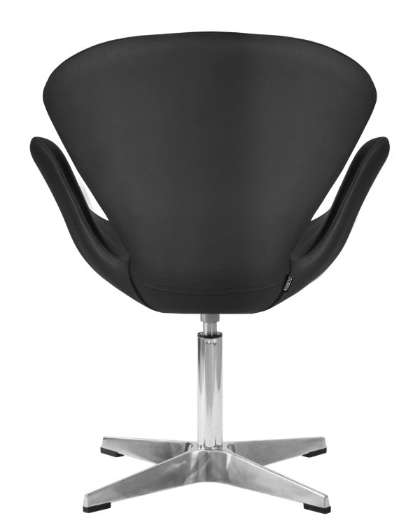 Кресло дизайнерское DOBRIN SWAN, черный кожзам P13, алюминиевое основание — изображение 5