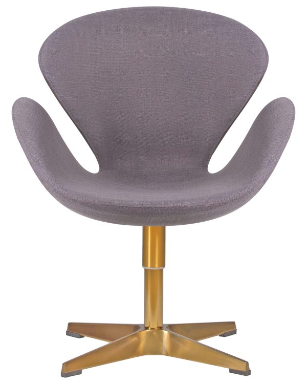 Кресло дизайнерское DOBRIN SWAN, серая ткань IF11, золотое основание — изображение 5