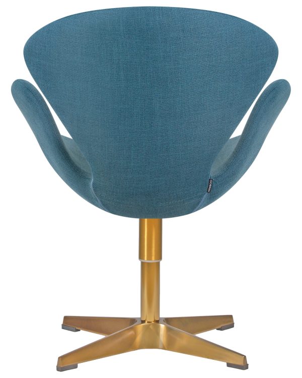 Кресло дизайнерское DOBRIN SWAN, синяя ткань IF6, золотое основание — изображение 4