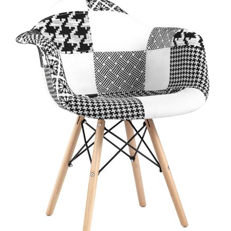 Кресло Eames DSW пэчворк черно-белое