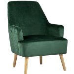Кресло Хантер велюр зеленый  на деревянных ножках