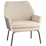 Кресло Харви бежевый с серой экокожей