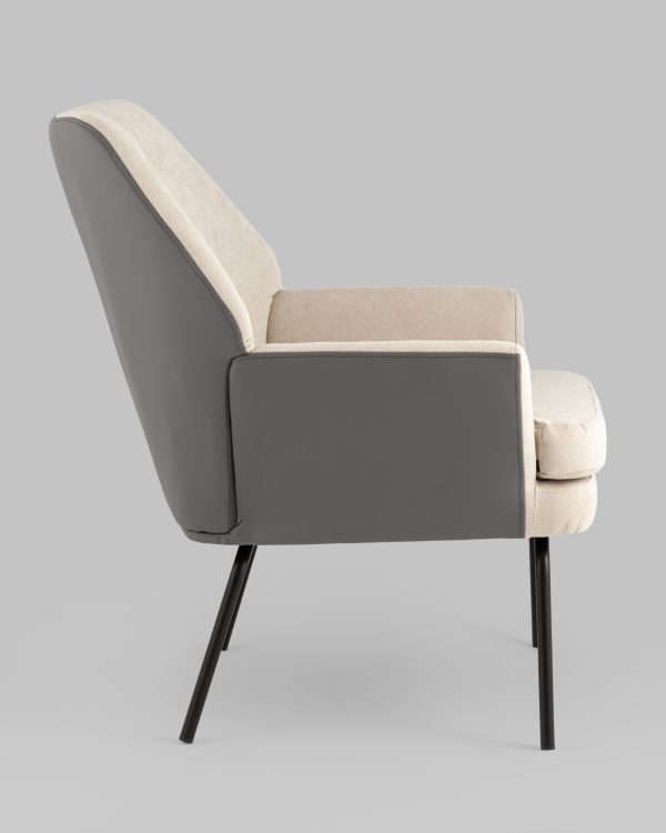 Кресло Харви бежевый с серой экокожей — изображение 3