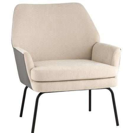 Кресло Харви бежевый с серой экокожей