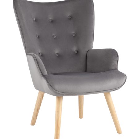 Кресло Хью велюр серый