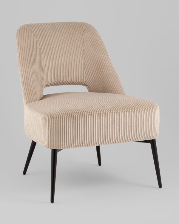 Кресло лаунж Бостон велюр рельефный бежевый — изображение 2