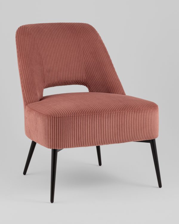 Кресло лаунж Бостон велюр рельефный коралловый — изображение 2