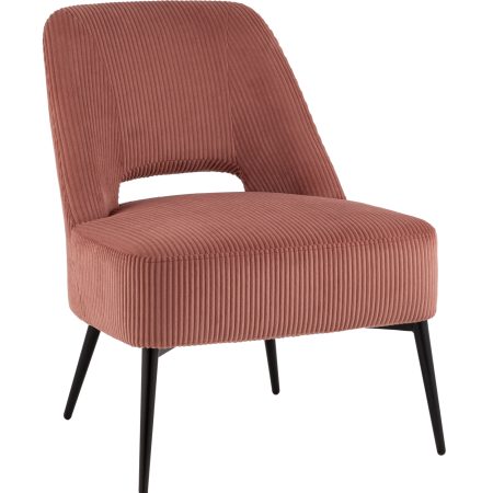 Кресло лаунж Бостон велюр рельефный коралловый
