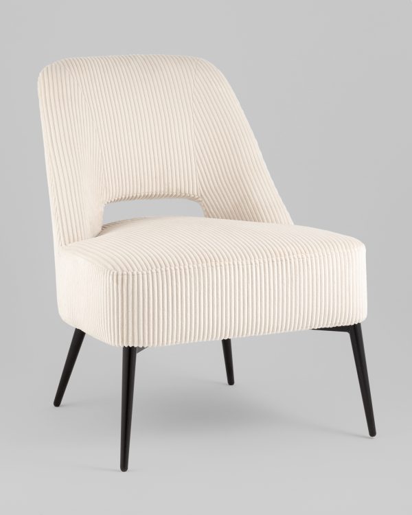 Кресло лаунж Бостон велюр рельефный молочный — изображение 2