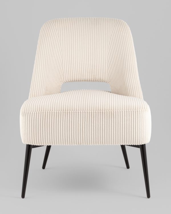 Кресло лаунж Бостон велюр рельефный молочный — изображение 3