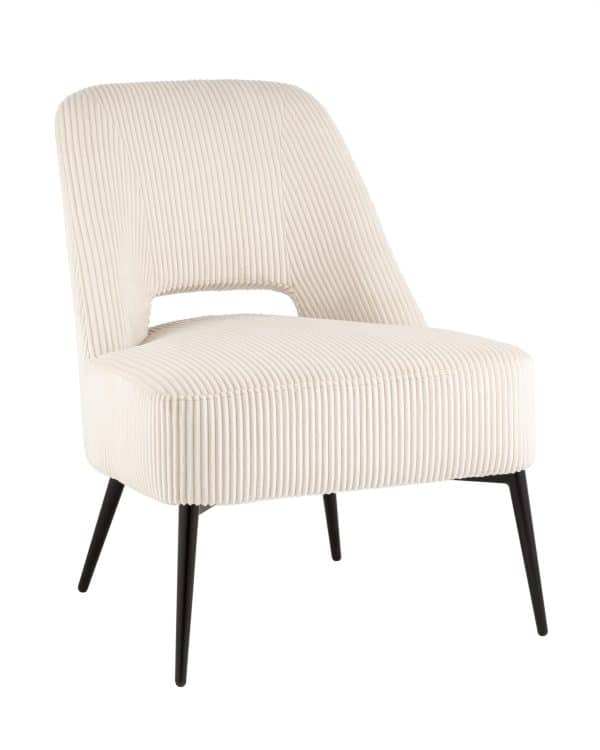 Кресло лаунж Бостон велюр рельефный молочный