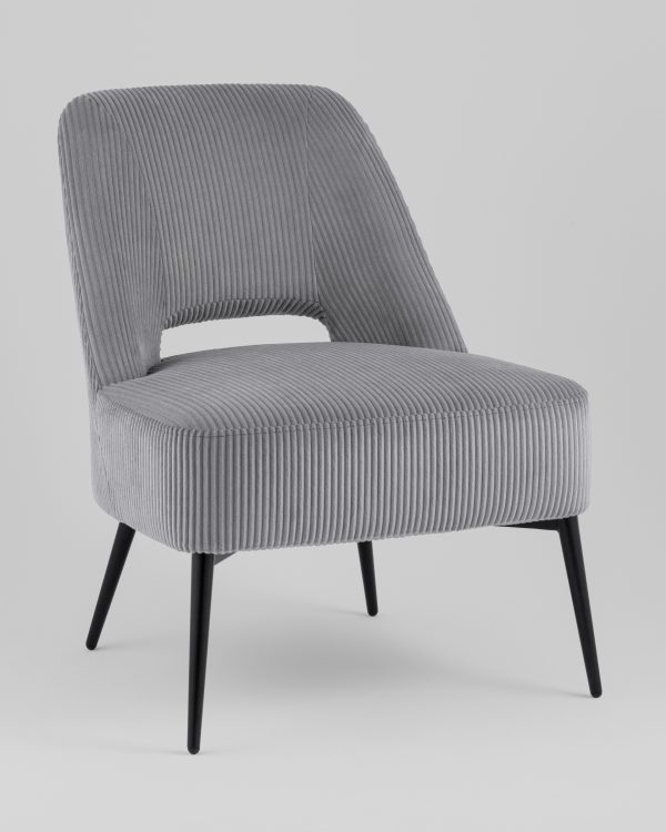 Кресло лаунж Бостон велюр рельефный светло-серый — изображение 2