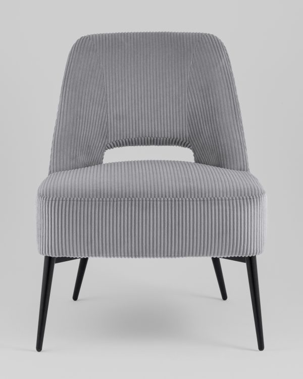 Кресло лаунж Бостон велюр рельефный светло-серый — изображение 3