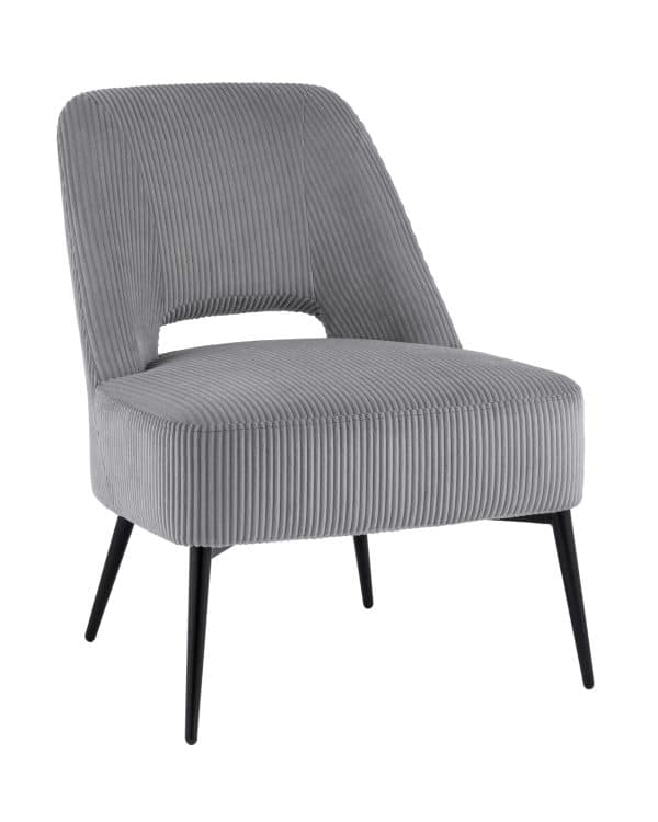 Кресло лаунж Бостон велюр рельефный светло-серый