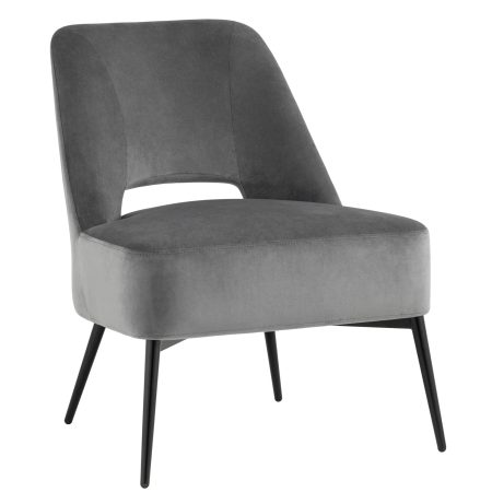 Кресло лаунж Бостон велюр тёмно-серый