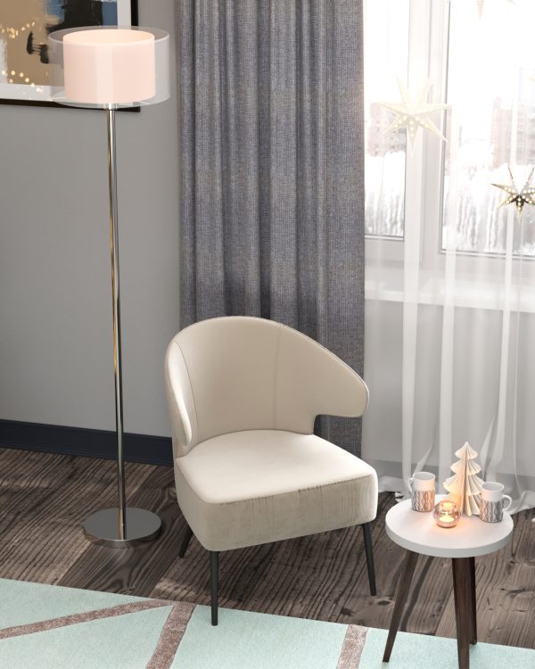 Кресло лаунж Royal Stripes велюр молочный — изображение 3